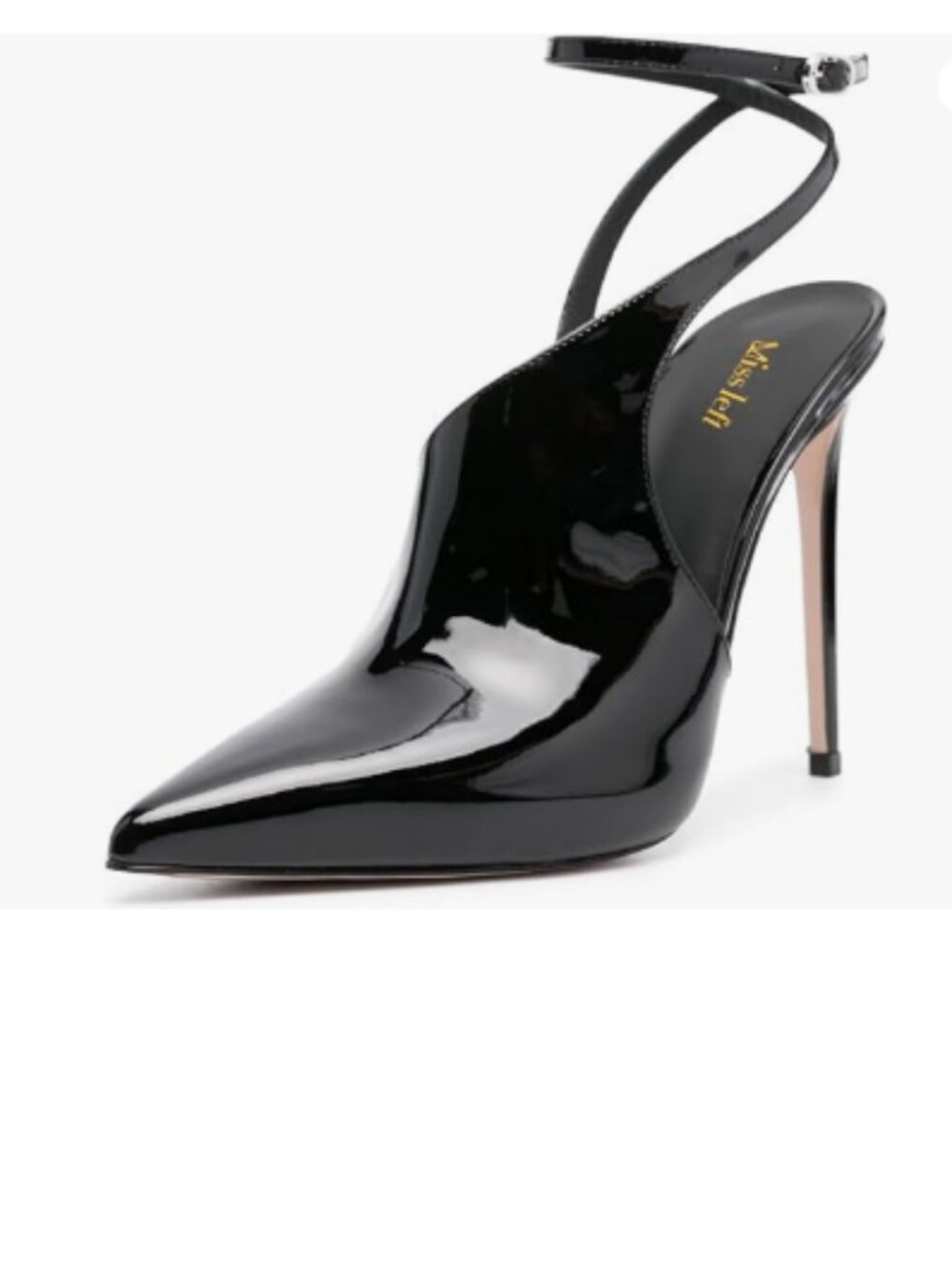 miss left Black Pointed Toe Pumps Crossed Ankle Strap Stiletto High Heels Sandal
